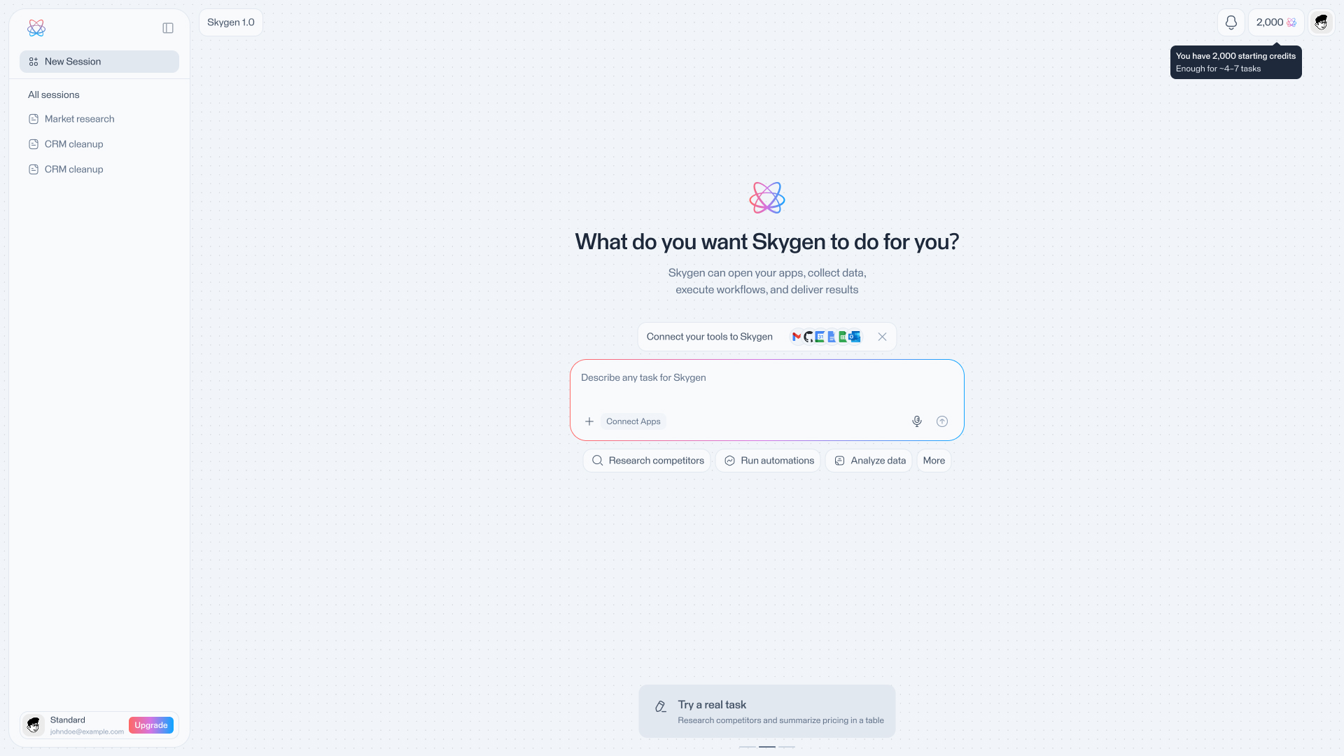 Skygen chat interface